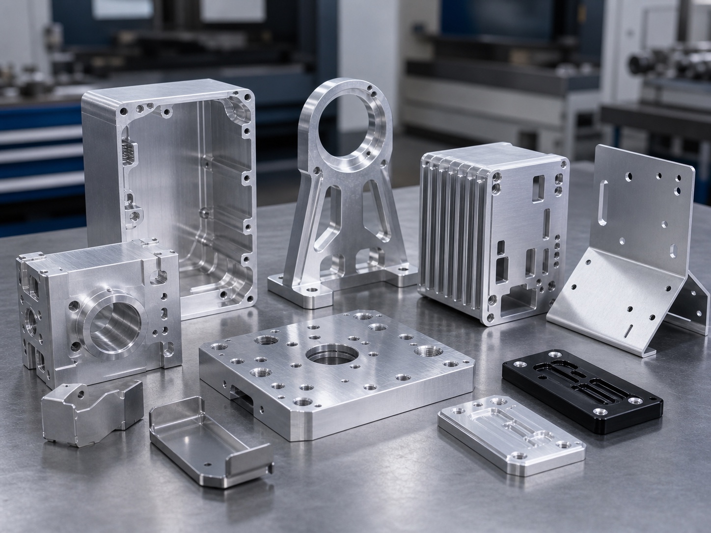 Piezas de aluminio mecanizadas CNC antes y después de anodizado y revisión de acabado