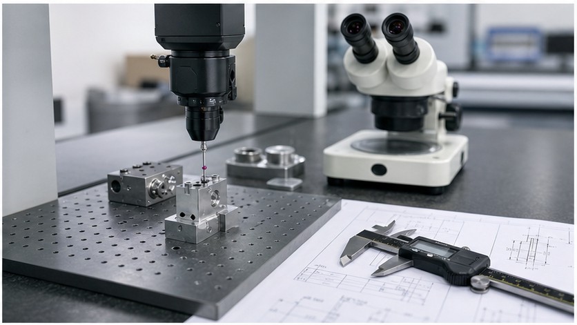 Inspección CMM y microscopio para componentes médicos CNC