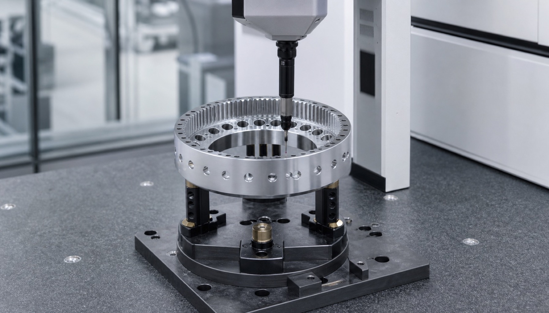 Inspeccion de redondez y salto de cara en un flexspline de reductor armónico