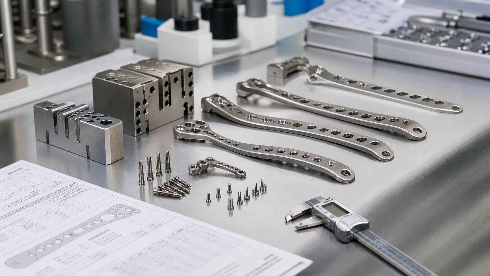 Prototipos CNC de placas óseas ortopédicas y bloques guía quirúrgicos