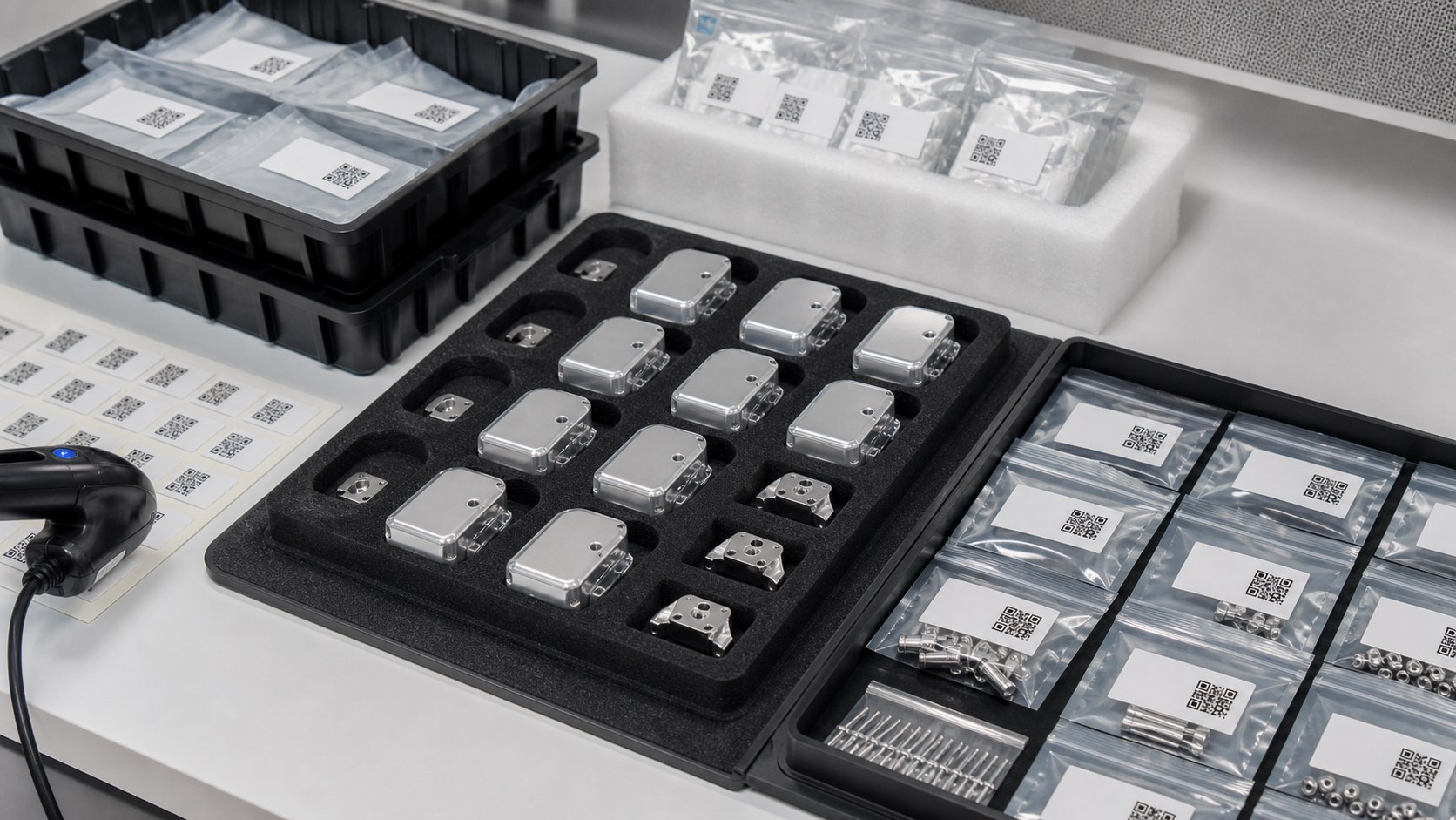 Embalaje limpio y trazabilidad para piezas CNC de dispositivos wearables médicos