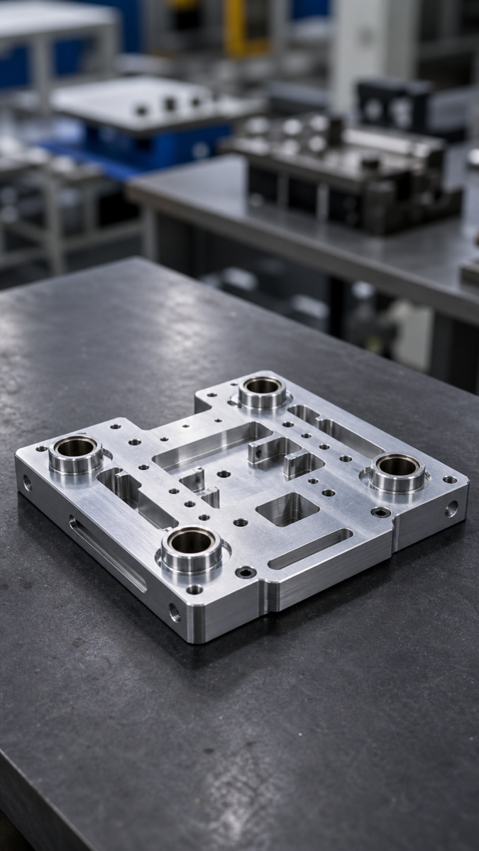 Placa CNC con funciones de localización para fijación repetible