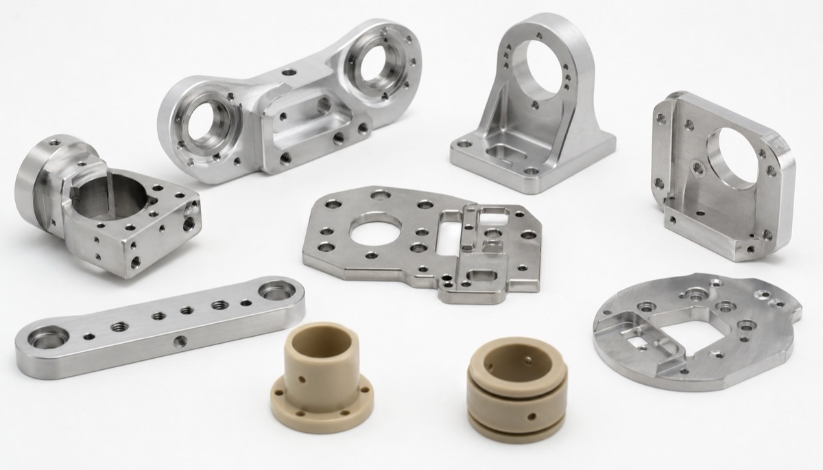 Piezas robóticas de precisión en aluminio, acero inoxidable y plásticos técnicos