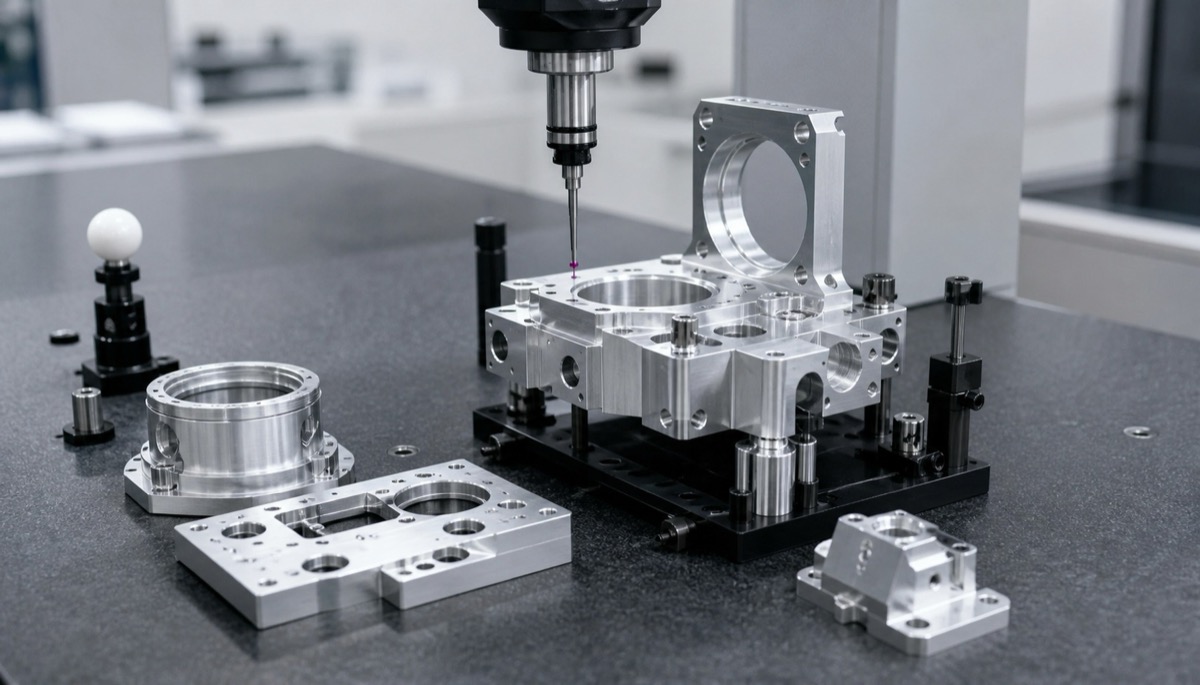 Inspeccion CMM de piezas opticas CNC para posicion, planitud y coaxialidad