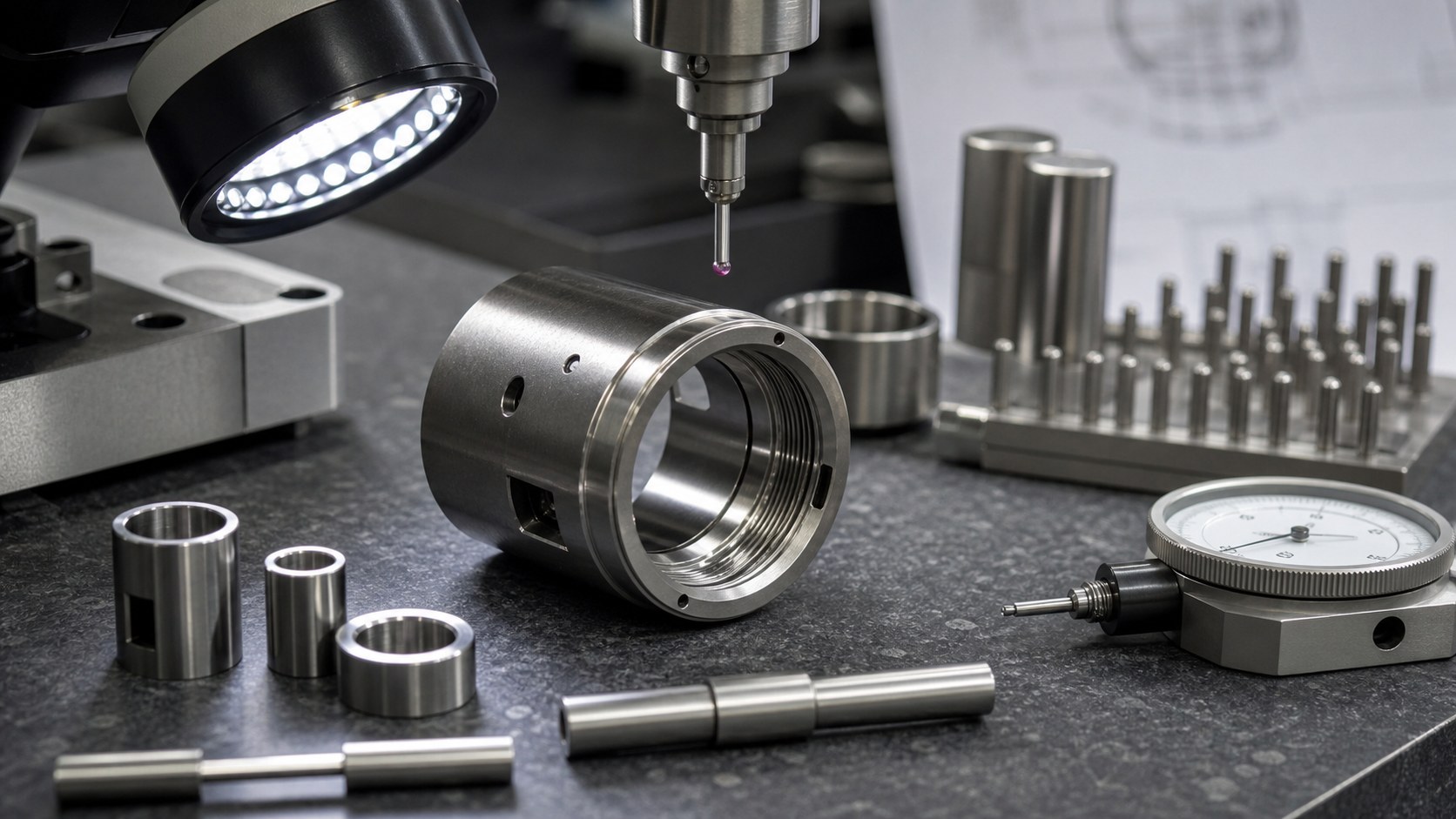 Inspección de coaxialidad y roscas miniatura en un barril óptico de endoscopio