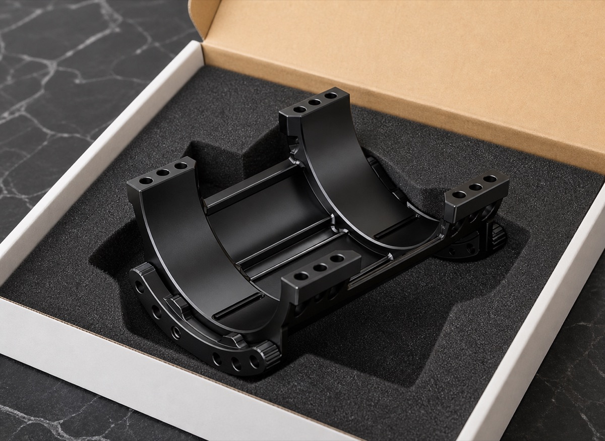 Embalaje protegido para asiento de soporte de cintura anodizado negro