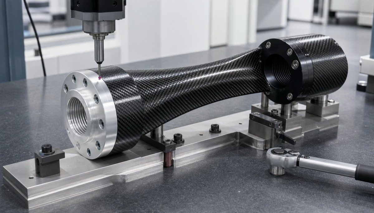 Preparacion e inspeccion de insertos de aluminio para brazo de fibra de carbono