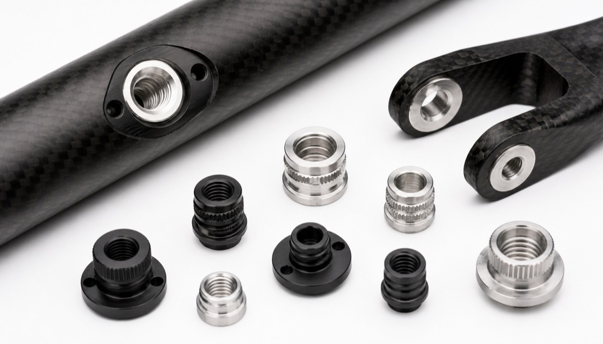 Insertos roscados de aluminio y zonas de union para brazos roboticos compuestos