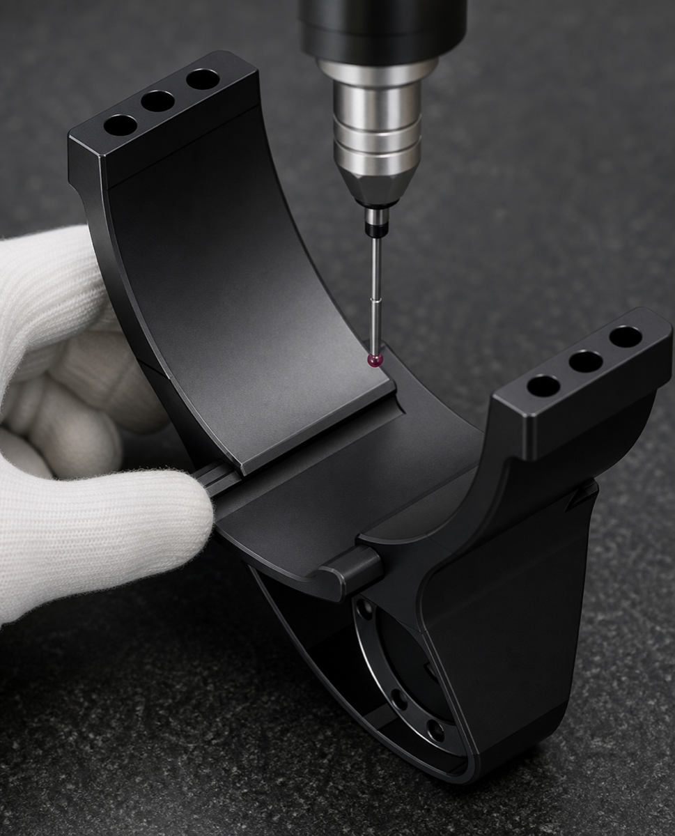 Inspeccion de bieleta curva de cintura anodizada negra para robot humanoide