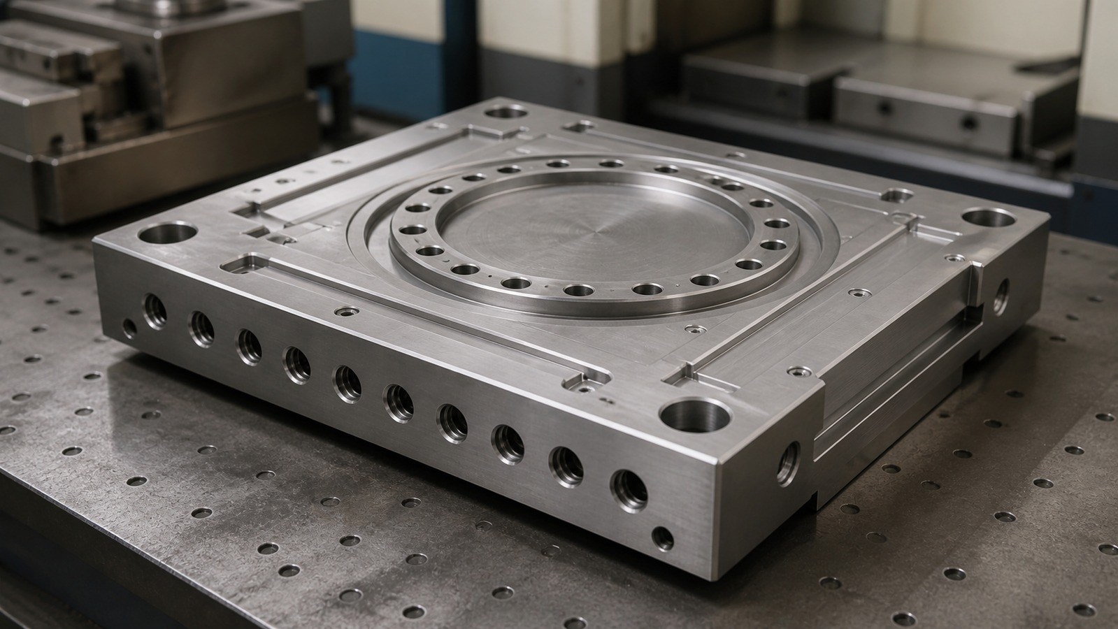 Revision tecnica de mecanizado CNC: Drawing-Based Machining Plan for a Rectangular Hot-Press Mold Body in Semiconductor