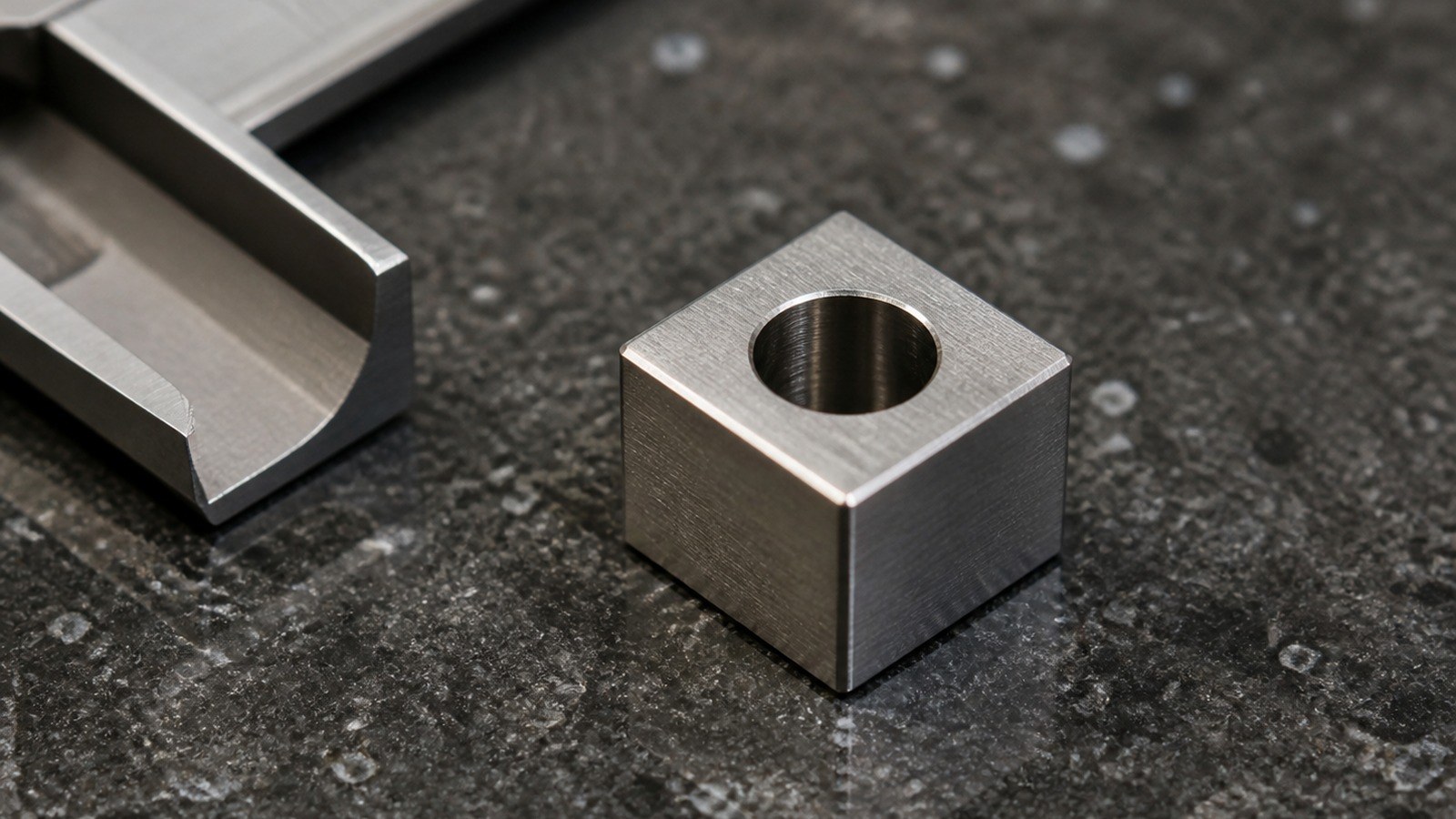 Caso de mecanizado prototipo de un bloque limitador cuadrado 316L para equipo automatizado