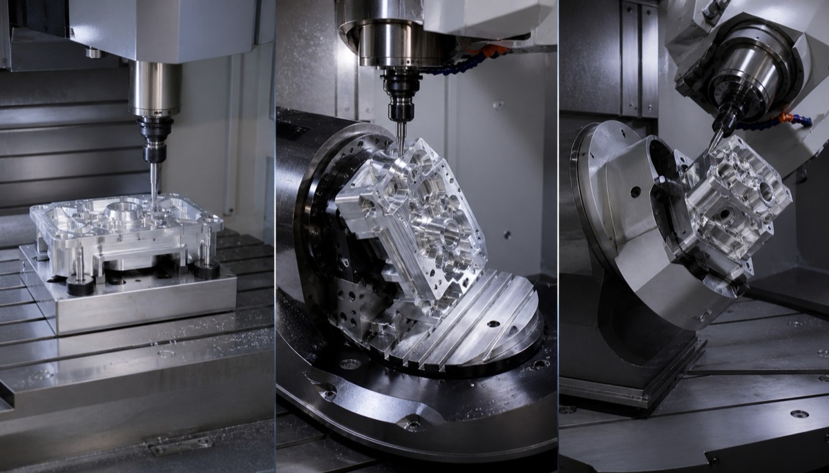 Comparacion de configuraciones CNC de 3 4 y 5 ejes para piezas de precision