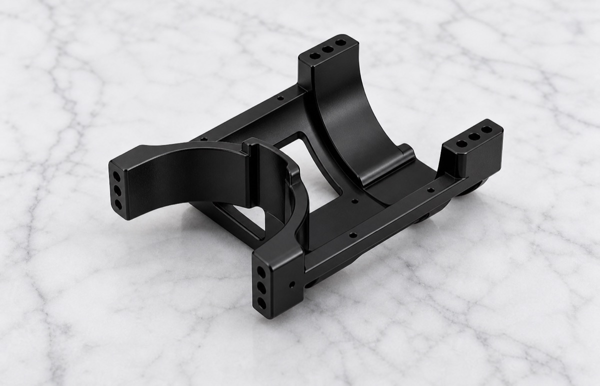 Soporte de muslo 6061-T6 anodizado negro con superficie en arco y bloques de montaje