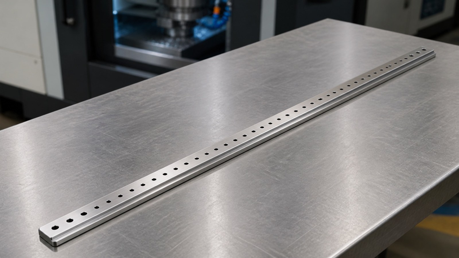 Revision tecnica de mecanizado CNC: CNC Machining Review of a Long Guide-Rail Adapter Plate for Automation Fixtures: Hole-Row