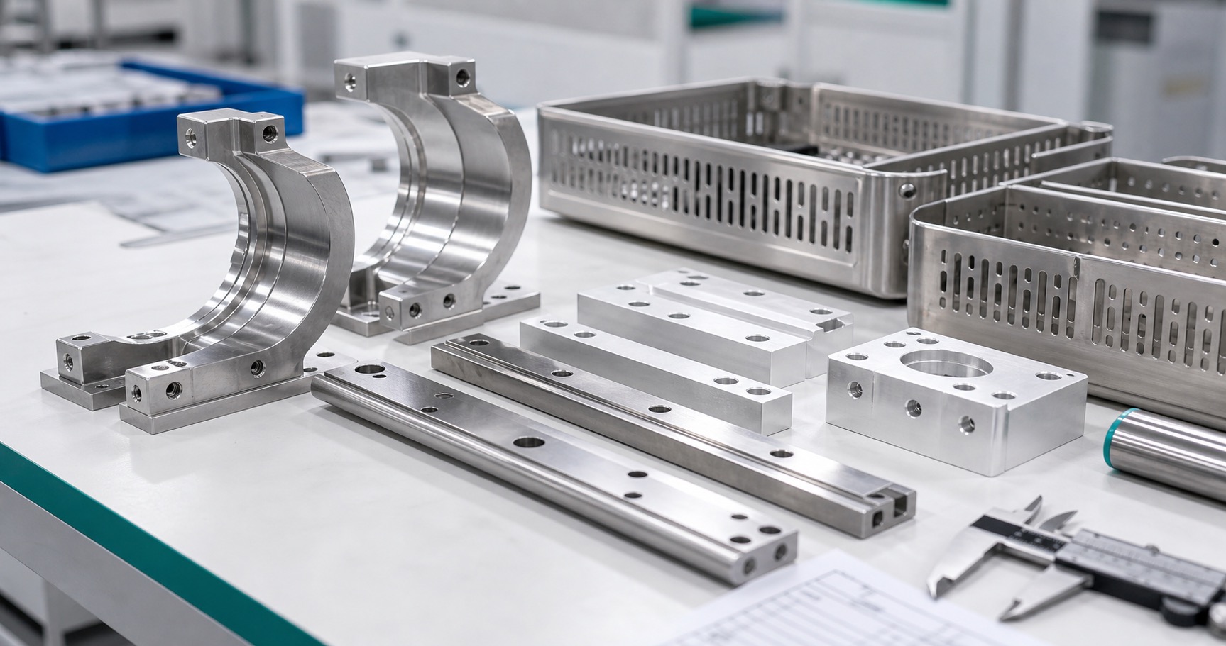Mecanizado CNC de piezas para equipos de esterilización médica: rieles, soportes y bandejas