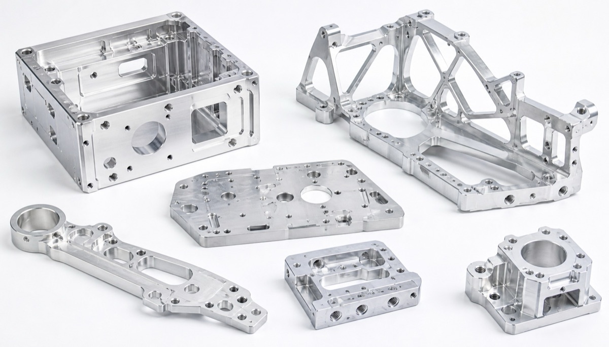 Piezas de aluminio mecanizadas de precision que muestran aplicaciones de 6061 y 7075