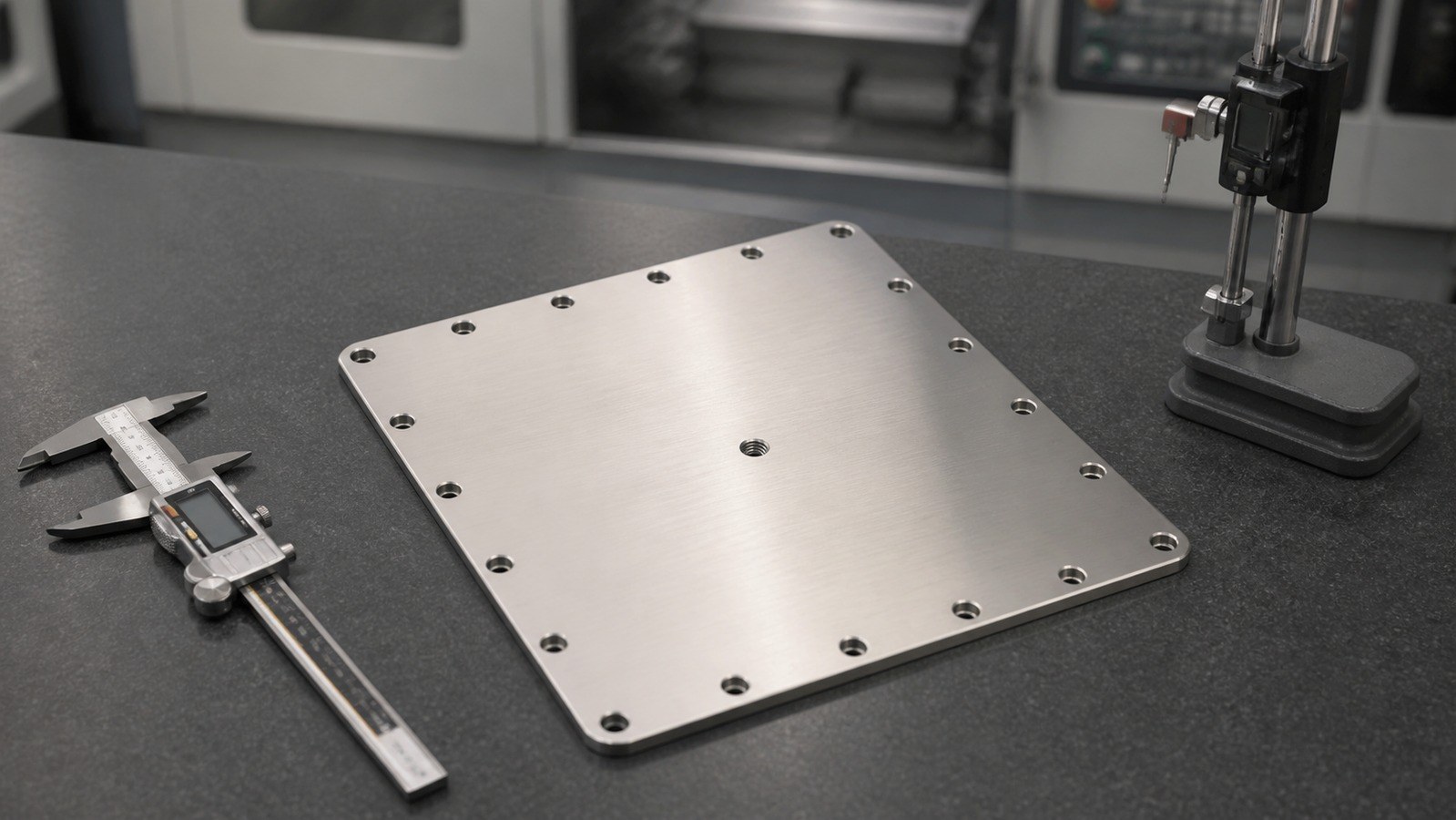 Revision tecnica de mecanizado CNC: Prototype Machining of a Square Bottom Cover Plate for Custom Automation Assembly Equipment