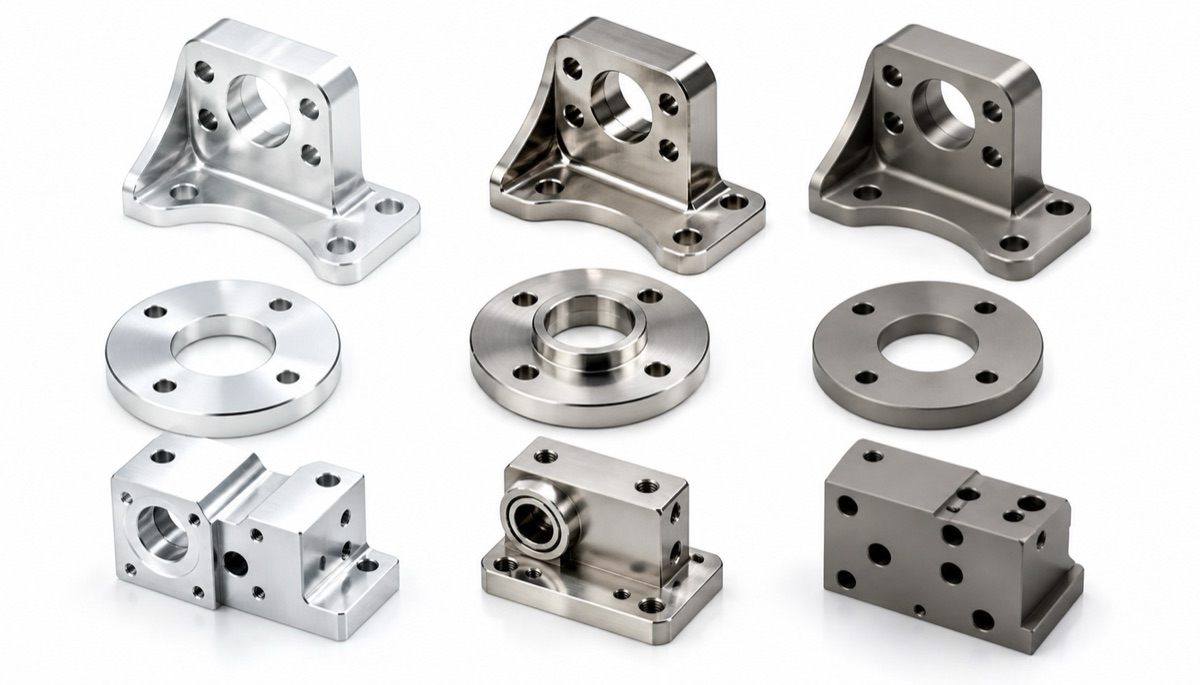 Piezas mecanizadas de precision con opciones de aluminio, acero inoxidable, titanio y plastico tecnico