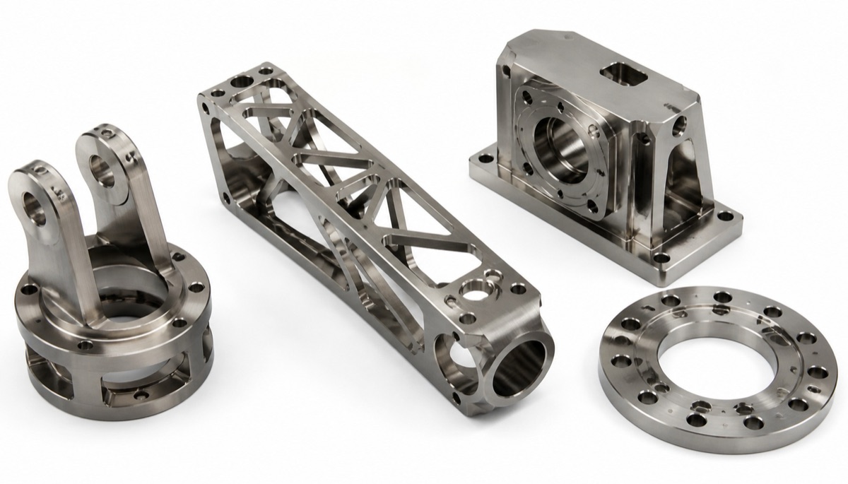 Ejemplos de piezas robóticas de titanio TC4 para articulaciones soportes y bridas