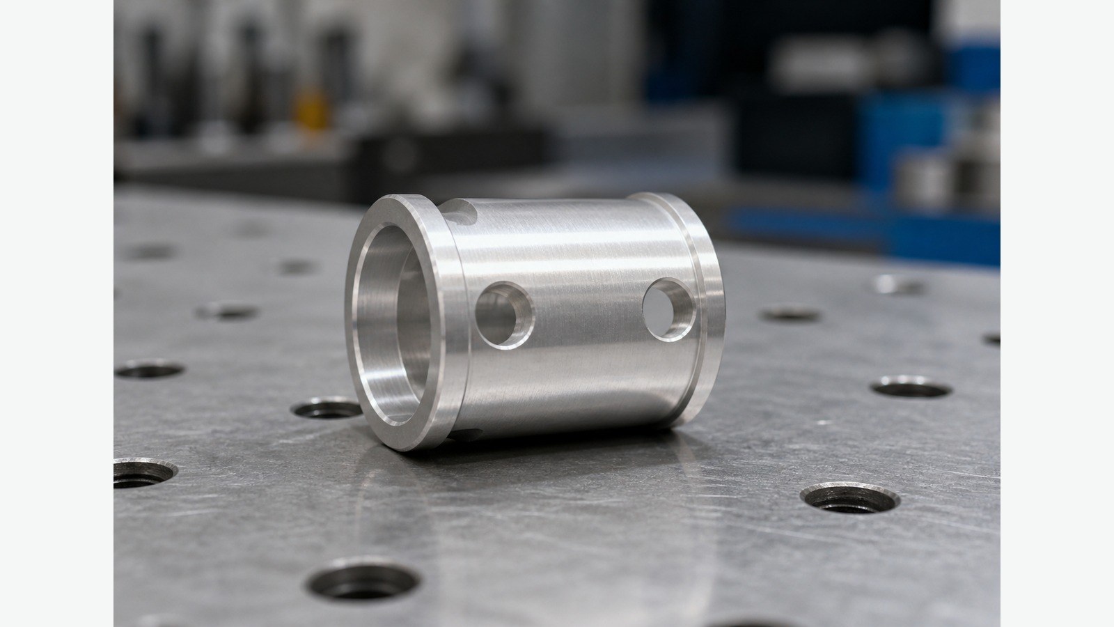 Mecanizado de carcasa cilindrica de aluminio para automatizacion: referencias, taladros y rebabas