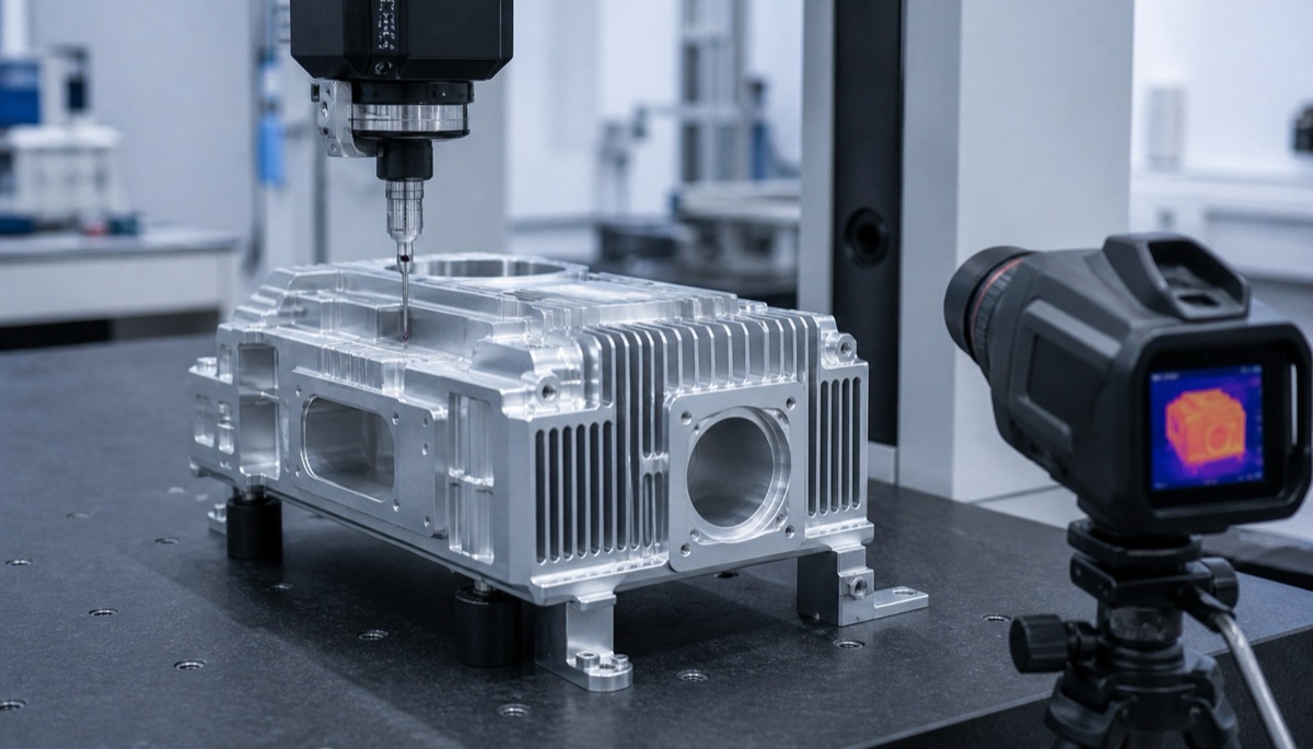 Inspección térmica y revisión CNC de carcasa estructural de precisión para láser