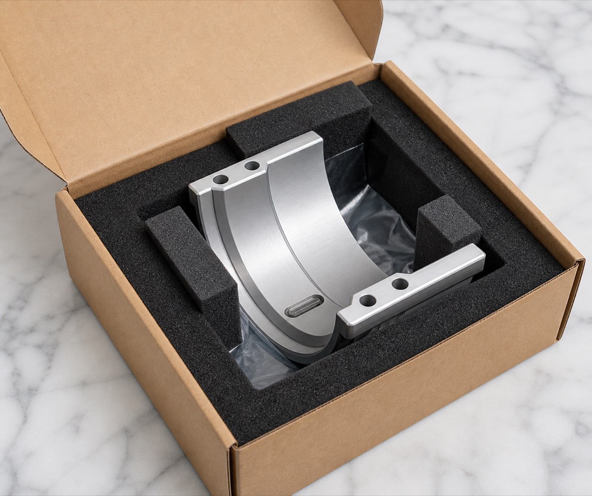 Embalaje con espuma para brida fija semicircular 6061-T6 de brazo robotico