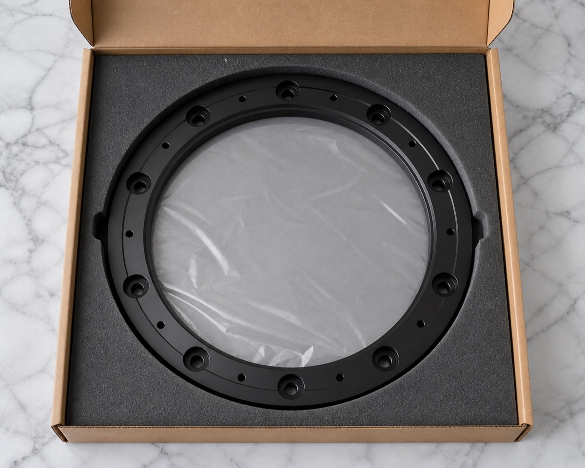 Embalaje individual con espuma para anillo robotico de pared delgada anodizado negro