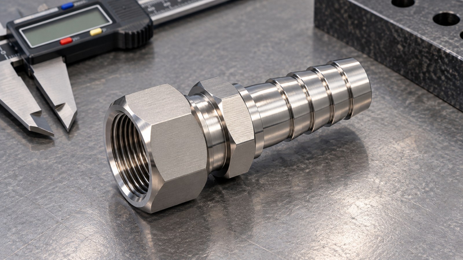Revision de mecanizado de un adaptador hembra de compresion a espiga para equipos de automatizacion