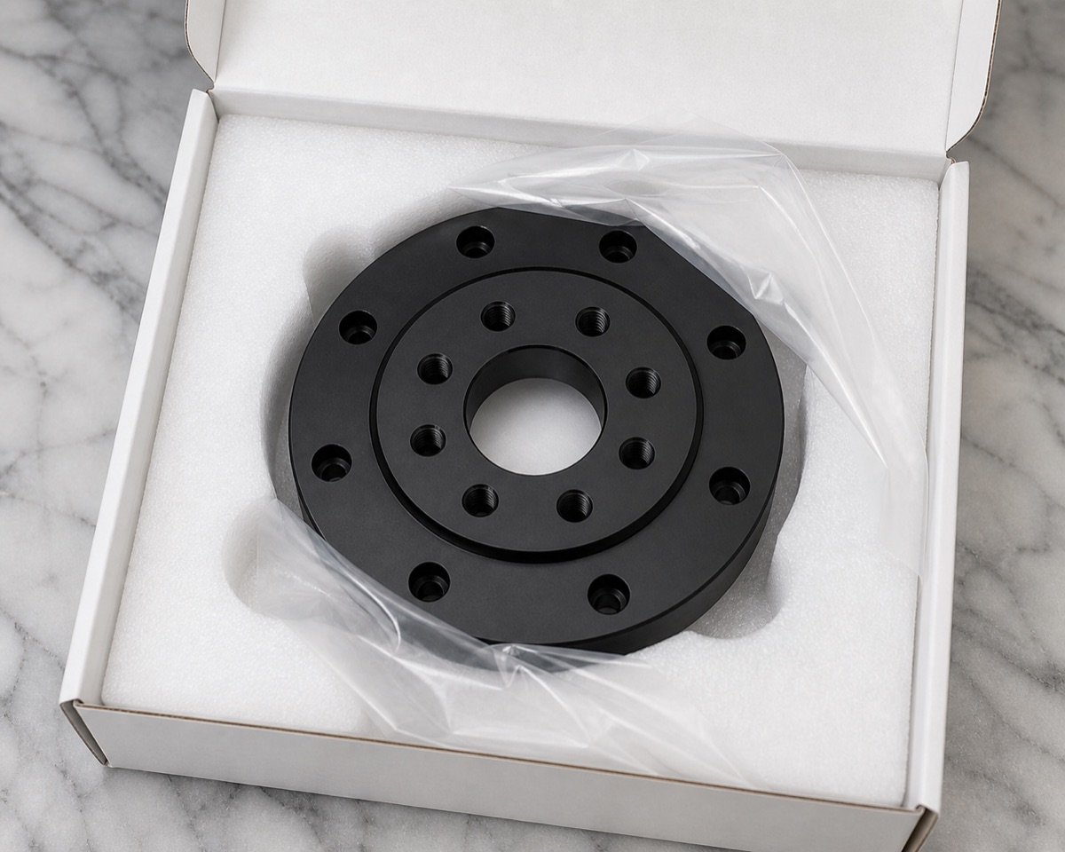 Embalaje de espuma para proteger agujeros y caras anodizadas de una brida de sensor
