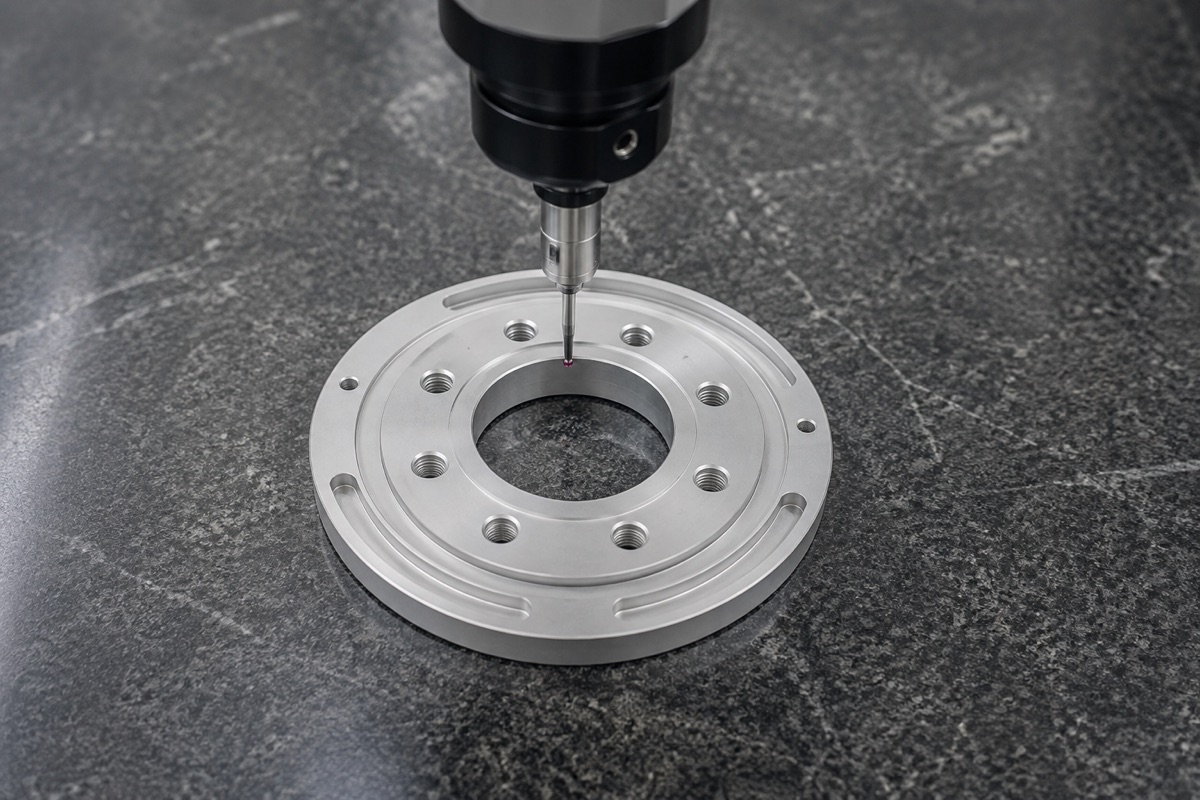 Inspección CMM del agujero central y el patrón circunferencial